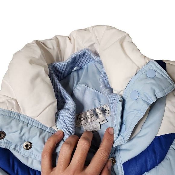 Vintage ski jacket toppe by Joanne baby blue onion stitch mock neck full zip - Picture 9 of 9